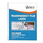 Uinkit 100 Sheets Laser Transparency Film 8.5x11 Color Transparent Paper OHP Clear Overhead Projector Film 8.5x11" for Laser Jet Printer Copier Copy Copies Photo A4 Letter Size 100 Pack A122