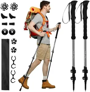 LACE INN Trekking Poles -2PC Hiking Poles for Backpacking, Ultralight Telescopic Walking Sticks, Aircraft-Grade 7075 Aluminum with EVA Foam Grips, Lightweight Hiking Sticks for Seniors Women Men,Black