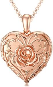 SOULMEET 18k Rose Gold Plated Silver Rose Gold Locket Necklace That Holds 2 Pictures, 20" 10K Rose Gold Chain (Locket only)