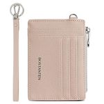 BOSTANTEN Small Wallet for Women RFID Leather Credit Card Holder Slim Wristlet Keychain Wallet with Zipper Pocket Pink