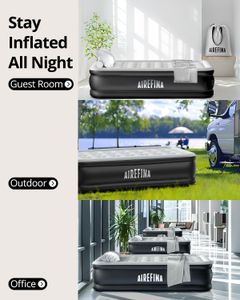 Airefina Single Air Mattress with Built-In Pump – Flocked, 190x99x46cm