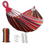 Haibro Brazilian Double Camping Hammock,2 Person Wide Hammock Fabric Travel Hanging Hammocks with Ropes and Hooks for Indoor or Outdoor Garden,Travel,Beach,Backpacking,Hiking