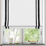 Cordless Roman Shades with Border, Blackout White Black Border Roman Window Shades, Washable Custom Fabric Roman Shades for Windows, French Doors