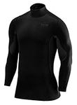 TCA Men's SuperThermal Compression Base Layer Football Running Top Long Sleeve Thermal - Mock Neck - Black Stealth, XXL
