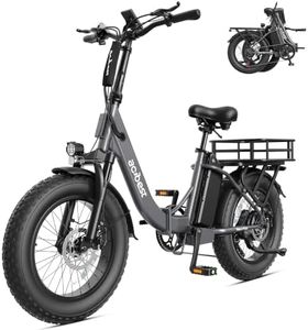 ACTBEST Mars Plus Foldable Electric Bike for Adults-1800W Peak Motor, 20"×4.0" Fat Tire Step-Through Folding Ebike with 48V 20Ah 960Wh Large Removable Battery, Up to 85+ Miles Range（Rear Basket）