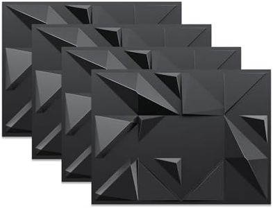 62 Sq.Ft 3D Wall Panels, Modern Interior Accent Wall Panel Geometric Textured Wall Tiles for for Living Room Hotel Office Wall Decro Art, Black,15.7"x11.8",48PC