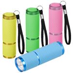 Kssvzz 4 Pack Small Torch, Mini Torches Led Super Bright with 9 LEDs, Multicolor Kids Torch with Lanyard, Pocket Torch with Rubber Grip for Camping Hiking Outdoors Gift