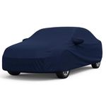 ULTRA SHIELD All Weather Water-Resistant Car Cover for Maruti Suzuki Baleno | Durable Light-Weight Triple-Stitched Fabric, UV Protection, Dust-Proof | Mirror Pockets, Full Elastic | Navy Blue