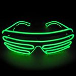 Neon El Wire LED Light Up led glasses with Shutter Standard Control Box Funny Amazing Cool Glasses Eyeglasses Eyewear for Christmas Halloween Wild Party,Dance Ball,Crazy Parties, Raves (Green)