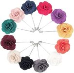 Geek-M Men's Lapel Pin Handmade Boutonniere Flower Pin for Suit Wedding Groom Xmas Gift Pack of 12, One Size, no gemstone