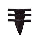 Papi Men's 3-Pack Premium Fashion Cotton Active Stretch Thong, Black, S