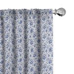 Lunarable Flower Curtains, Small Wild Flowers Autumn Greenland Meadow Seasonal Natural Art, Window Treatments 2 Panel Set for Living Room Bedroom, Pair of - 28" x 84", Navy Night Blue