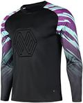 Sywiyi Kids Boys Padded Goalie Shirt Goalkeeper Jersey Tee Stylish Print Long Sleeve Football Training Tops Activewear Black 9-10 Years