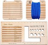 BENECREAT 3 Style Wood Knitting Needle Gauge and Ruler, Square Wood Spinning Control Card Knitting Tool for Spinners Yarn Measuring Tools Crochet Accessories
