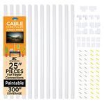 SimpleCord Cable Concealer On-Wall Cord Cover Raceway Kit - 12 White Cable Covers - Cable Management System to Hide Cables, Cords, or Wires - Organize Cables to TVs and Computers at Home or in The Office