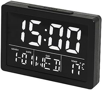 Lancoon Digital Alarm Clock, 13CM LCD Screen Time Date Week Temperature Display 12/24H Snooze Function 6 Adjustable Brightness 8 Ringtones for Home Office Bedroom Living Room (White)