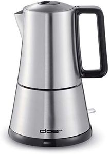Cloer 5928 Moka Maker "Electric Espresso Maker", 3-6 Cups, Stainless Steel Insert, Safety Shut-Off, Safety Valve, On/Off Switch, 365 W, Stainless Steel