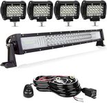 LED Light Bar Kit, 20/22 Inch 270W Triple Row Offroad Driving Light Flood Spot Combo Beam Led Light Bar + 4pc 4inch Led Pod Lights with Wiring Harness Fit for Pickup SUV ATV UTV Trucks