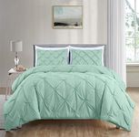 Chezmoi Collection Berlin 3-Piece Pintuck Pinch Pleat Bedding Comforter Set (Full, Seafoam Green)