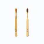 BambooIndia Bamboo Toothbrush Soft Manual (Pack Of 2) - For Kids - BPA Free Dual Charcoal Black Soft & Bristles - Antibacterial & Biodegradable Handle - Natural & Eco-Friendly