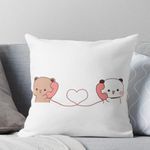 CRAFT MANIACS Bubu Dudu Long Distance Love 16 * 16 Pillow with Filler Inside Best Friendship/Rakshabandhan Day Gift for Your Special Friend/Sibling