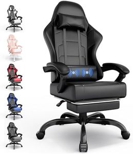 TRIUMPHKEY Gaming Stuhl, Gamer Stuhl mit massagefunktion, bürostuhl ergonomisch, 90°-150°Verstellbare Rückenlehne, Gaming Chair mit Teleskop Fußstütze, 150 kg belastbarkeit,(Schwarz)