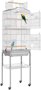 VIVOHOME 64 Inch Bird Cage with Play Top and Rolling Stand for Parrots Conures Lovebird Cockatiel Parakeets Gray