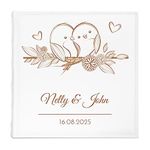 Maverton Slip-in Photo Album for Newlyweds - Engravable White Cover - 100 Pages to Fill in with up to 500 Images - Personalised Album for Wedding - Customised Photo Book for Pair - Birds