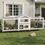 PetsCosset 93"L Double Rabbit Hutch with Dual Runs,2-Story Large Bunny Cage