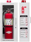 Fire Extinguisher Cabinet | Wall & Surface Mount | Holds 2.5 pound, 5 lb or 10 lb Extinguishers | Optional Alarm & Lock | Fire Safety Instructions Included (White, Metal)