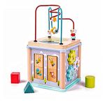 Univocean Multi-Purpose Fun Activity Cube Treasure Box for Kids with Shape Matching, Flop, Gear Game