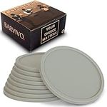 Barvivo Drink Coasters Set of 8 - Tabletop Protection for Any Table Type, Wood, Granite, Glass, Soapstone, Marble, Stone Tables - Perfect Grey Soft Coaster Fits Any Size of Drinking Glasses.