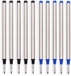 5 Pack Blue + 5 Pack Black - Compatible Mont Roller Pen Refills-Black and Blue Color - Fit Brandname Capped Rollerball Pens, (Bulk Packed) (Medium Tip)