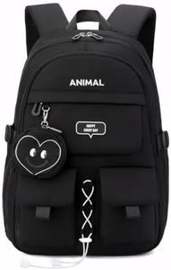 Tanou Cartable Fille Sac a Dos Fille Primaire, Grande Sac Ecole Fille Primaire en Nylon pour Enfants de 7 à 14 Ans, Léger Sacs Scolaires College Filles avec Poche Monnaie, Noir