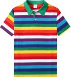 MOMBEBE COSLAND Rainbow Boys Striped Polo Shirt, Rainbow, L