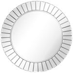 Empire Art Direct Modern Beveled Round Wall Mirror for Vanity & Bathroom, Solid Wood Frame, 0.75"-Beveled Center, Ready to Hang, 32" x 32", Clear