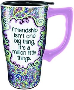 Spoontiques 12788 Friendship Ceramic Travel Mug, Multicolor