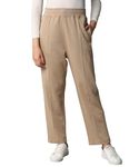 Alan Jones Clothing Women Solid Stretch Staight Pants (Beige_L)