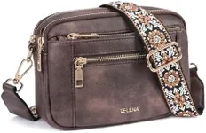 Telena Crossbody Purse for Women Small Crossbody Bags Trendy Vegan Leather with Adjustable Shoulder Strap Coffee