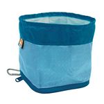 Kurgo Zippy Bowl, Collapsible Travel Dog Bowl for Food and Water with Carabiner, BPA free, Holds 1.4L, Coastal Blue