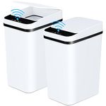 Anborry Bathroom Trash Cans with Lid 2 Pack 2.2 Gallon Touchless Automatic Motion Sensor Small Slim Garbage Can, Smart Electric Narrow Garbage Bin for Bedroom Office Kitchen (White)