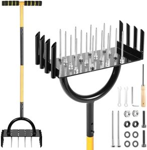 2-in-1 Lawn Aerator, Manual Core Aerator Lawn Tool with 24-Spikes Suitable for Lawn Ventilation, Garden Soil Loosening and Compact Soil Care, Revives Lawn Health