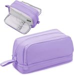 Large Capacity Pencil Case 4 Compartments, Pencil Case with Zipper Portable Handle, Aesthetic Pencil Case Stationery Organizer for Office College School Teen Girl Boy (4 Compartments-Purple)