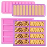 4PCS Chocolate Bar Moulds, 10-Cavity Chocolate Slab Mould, Silicone Granola Bar Mould, Reusable Snap Bar Mould, 8 Cavity Rectangle Silicone Mould for Chocolate, Cake Pudding Fudge Soap Candles