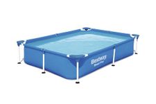 Bestway 56401 Steel Pro Pool | Swimming Pool, Rectangle Above Ground Fast Set Pool, Children’s Detachable Pool, Multiple Sizes, Blue, 221 x 150 x 43 cm