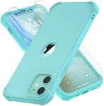 Designed for iPhone 12 Mini Case Compatible with iPhone 12 Mini Case with [2 x Tempered Glass Screen Protector] 360°Full Body Protection Hard PC TPU Slim Case for iPhone 12 Mini Case 5.4" - Green