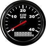 Geloo 85mm Boat Tachometer Gauge 4000RPM Tacho Meter Waterproof for Car Truck Boat Diesel Engine 0-4000 RPM Marine RPM Tachometer Outboard Motor 9-32V