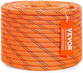 VEVOR Double Braided Polyester Rope, 3/8 in x 120 ft, 48 Strands, 4000 LBS Breaking Strength Outdoor Climbing Rope, Arborist Rigging Rope for Rock Hiking Camping Swing Rappelling Rescue, Orange/Black