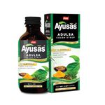 AYUSAS Sapat Adulsa Cough Syrup, Paraben Free, Child Safe, Triple-action formula,100% Natural for Wet and Dry Cough, (100 ml) (Pack of 2)