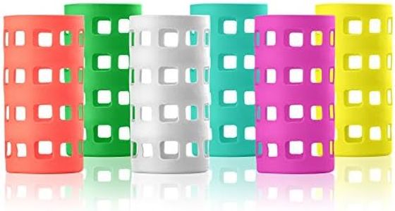 Silicone Glass Water Bottle Sleeves - 6-Pack of Protective Holders 16-18 oz Capacity - Anti-Slip Protection for Beverage Containers - Insulating Carriers for Smoothies and Juices (Vibrant Colors)